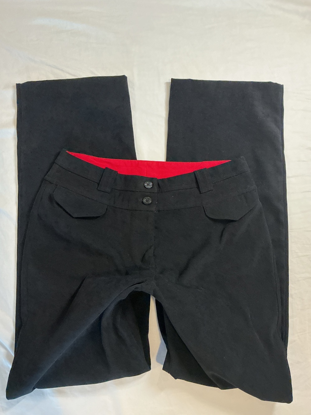 Christopher & Banks Black Chinos with Red Waist Lining